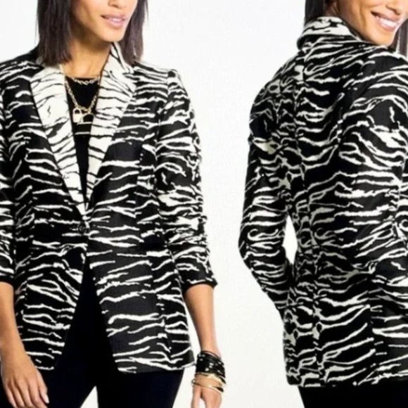Chico's Statement Blazer Jacket Zebra Animal Print NWT - Picture 5 of 7